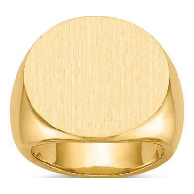 Men's 14K Yellow Gold Round Signet Ring