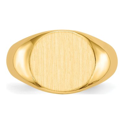 Men's 14K Yellow Gold Round Signet Ring – view 5