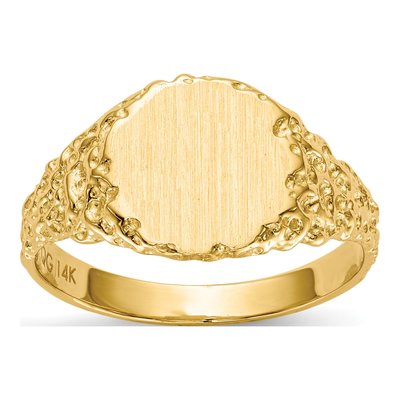 14K Yellow Gold Round Signet Ring