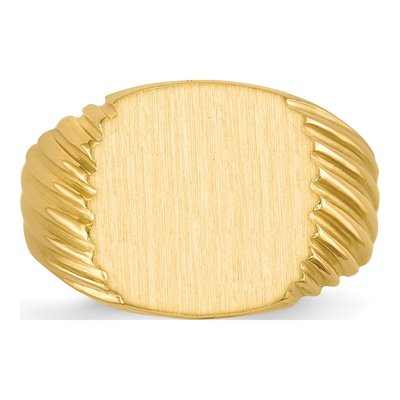 Men's 14K Yellow Gold Cushion Signet Ring – view 5