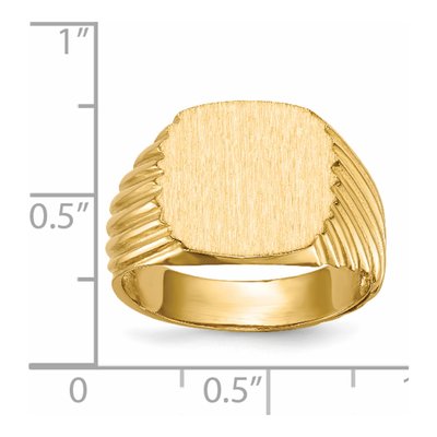 Men's 14K Yellow Gold Cushion Signet Ring – view 6