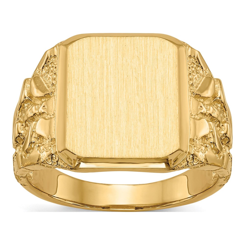 Men's 14K Yellow Gold Octagon Nugget Signet Ring