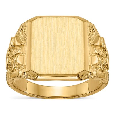 Men's 14K Yellow Gold Octagon Nugget Signet Ring