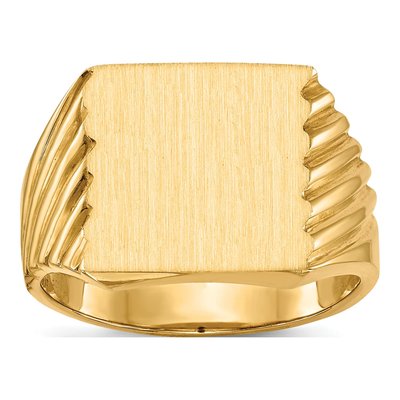 Men's 14K Yellow Gold Closed Back Signet Ring