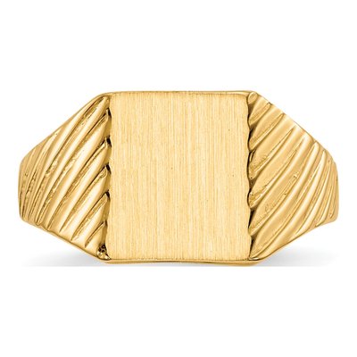 Men's 14K Yellow Gold Rectangle Signet Ring – view 5
