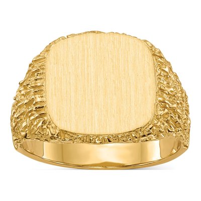 Men's 14K Yellow Gold Cushion Signet Ring