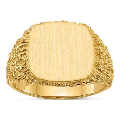 Men's 14K Yellow Gold Cushion Signet Ring