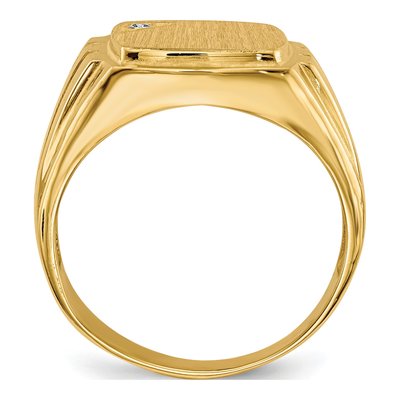 Men's 14K Yellow Gold Diamond Signet Ring – view 3