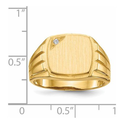 Men's 14K Yellow Gold Diamond Signet Ring – view 6