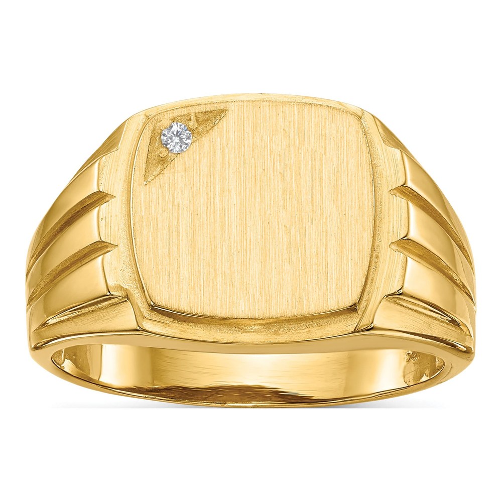 Men's 14K Yellow Gold Diamond Signet Ring