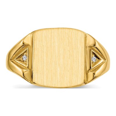 Men's 14K Yellow Gold Diamond Cushion Signet Ring – view 4