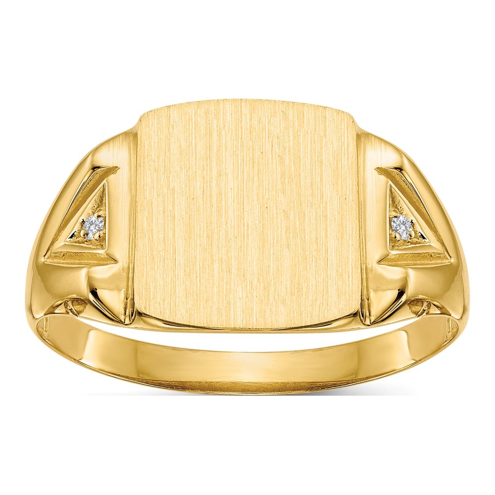 Men's 14K Yellow Gold Diamond Cushion Signet Ring
