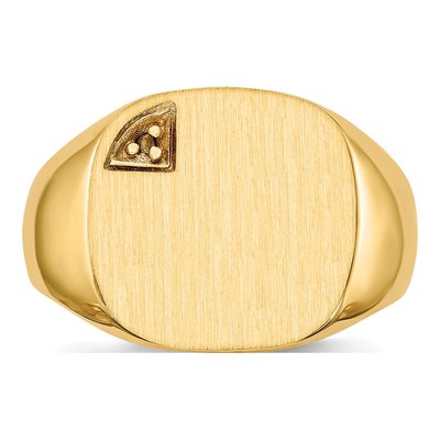 Men's 14K Yellow Gold Cushion Signet Ring Mounting – view 4