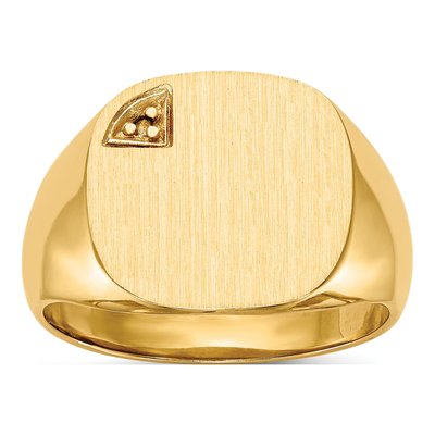 Men's 14K Yellow Gold Cushion Signet Ring Mounting