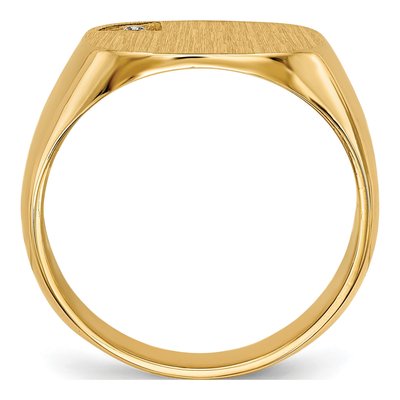 Men's 14K Yellow Gold Diamond Closed Back Signet Ring – view 3
