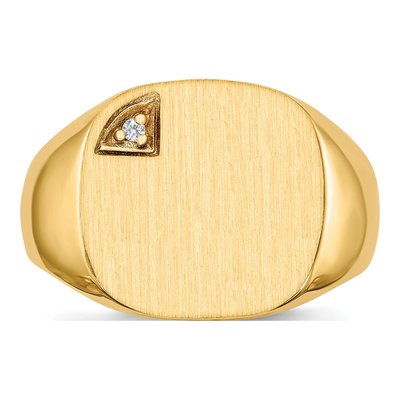 Men's 14K Yellow Gold Diamond Closed Back Signet Ring – view 5