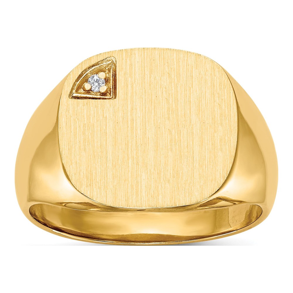 Men's 14K Yellow Gold Diamond Closed Back Signet Ring