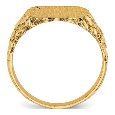 14K Yellow Gold Diamond Nugget Signet Ring – view 3