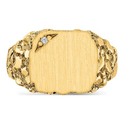 14K Yellow Gold Diamond Nugget Signet Ring – view 5