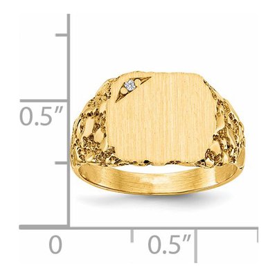 14K Yellow Gold Diamond Nugget Signet Ring – view 6