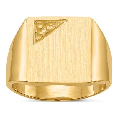Men's 14K Yellow Gold Square Signet Ring Mounting