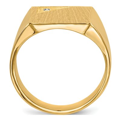 Men's 14K Yellow Gold Diamond Signet Ring – view 2