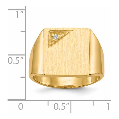 Men's 14K Yellow Gold Diamond Signet Ring – view 5