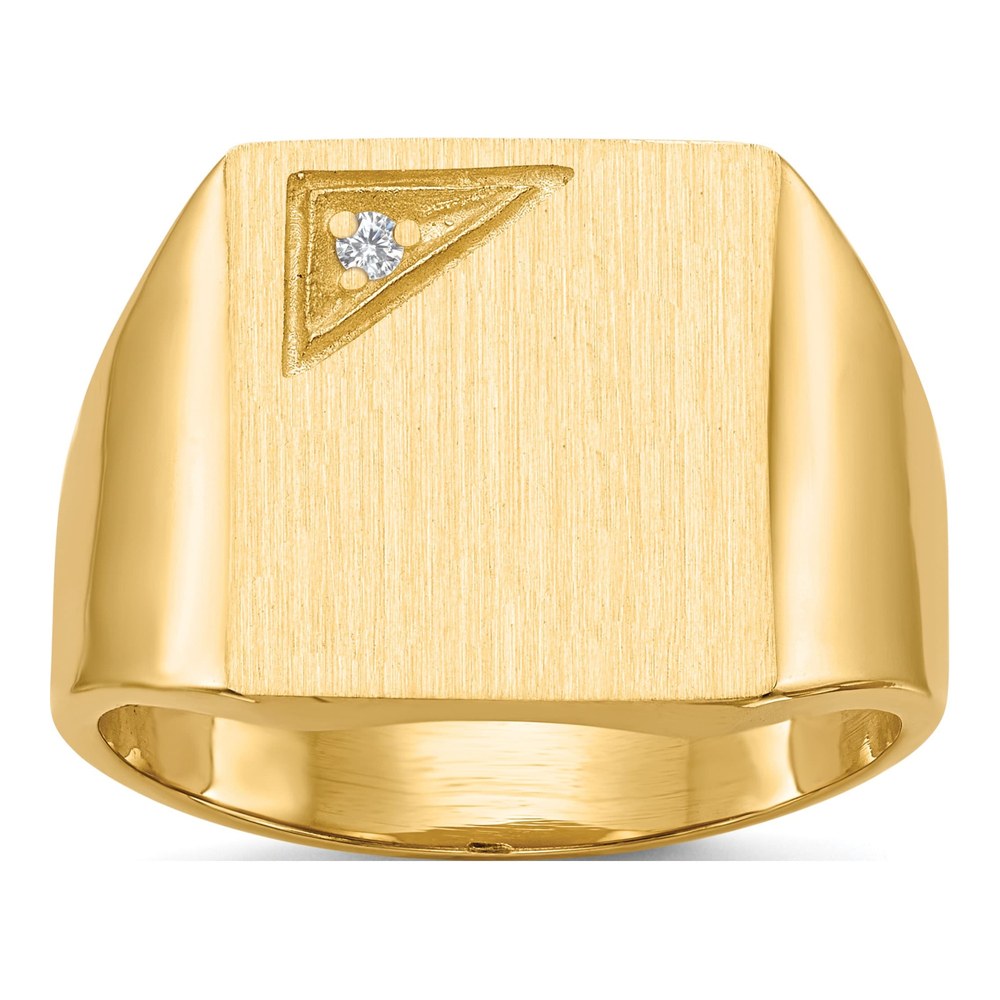 Men's 14K Yellow Gold Diamond Signet Ring