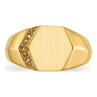Men's 14K Yellow Gold Hexagon Signet Ring Mounting – view 4