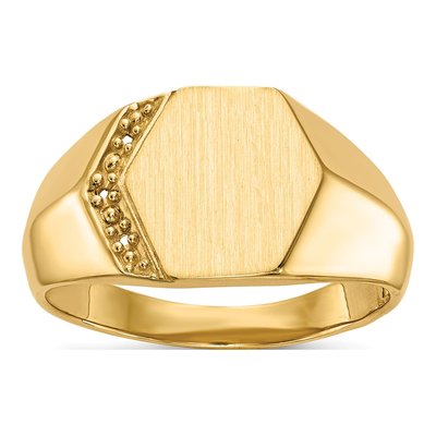 Men's 14K Yellow Gold Hexagon Signet Ring Mounting