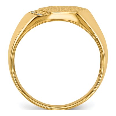 Men's 14K Yellow Gold Diamond Hexagon Signet Ring – view 2