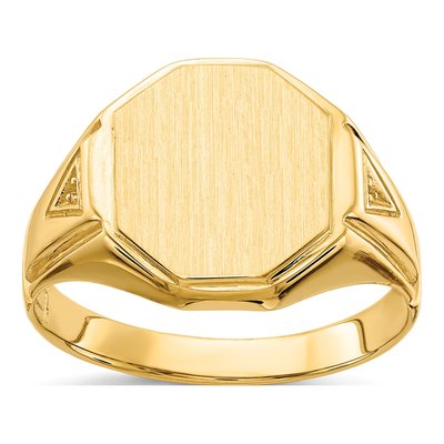 Men's 14K Yellow Gold Octagon Signet Ring Mounting