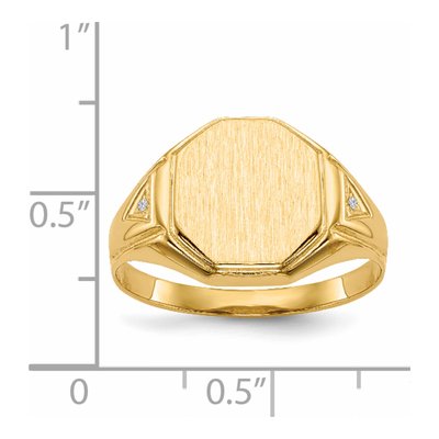Men's 14K Yellow Gold Diamond Signet Ring – view 6