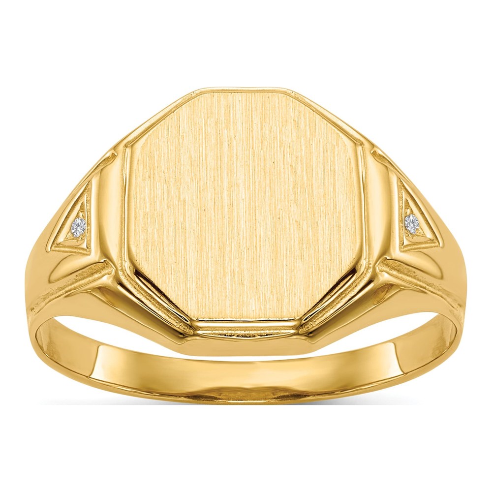 Men's 14K Yellow Gold Diamond Signet Ring