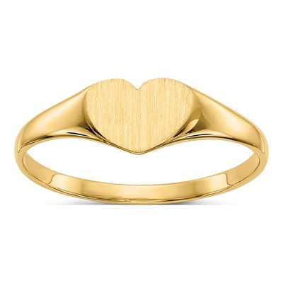 14K Yellow Gold Heart Signet Ring