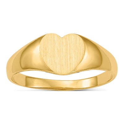 14K Yellow Gold Heart Signet Ring