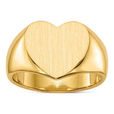 14K Yellow Gold Heart Signet Ring