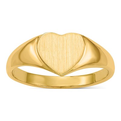 14K Yellow Gold Heart Signet Ring