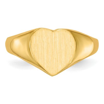14K Yellow Gold Open Back Heart Signet Ring – view 5