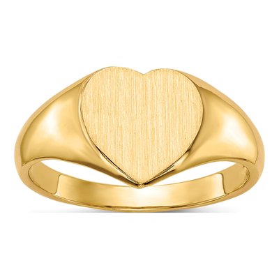 14K Yellow Gold Open Back Heart Signet Ring