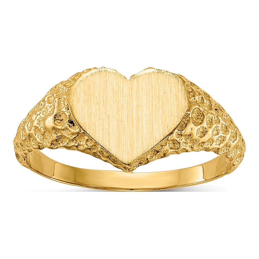 14K Yellow Gold Open Back Heart Signet Ring
