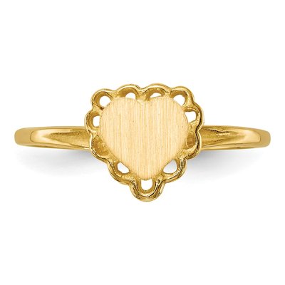 14K Yellow Gold Heart Signet Ring | Engravable – view 5