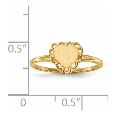 14K Yellow Gold Heart Signet Ring | Engravable – view 6