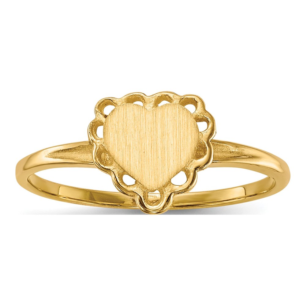 14K Yellow Gold Heart Signet Ring