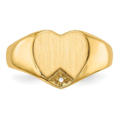 14K Yellow Gold Heart Signet Ring Mounting – view 4
