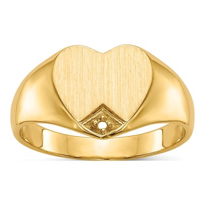 14K Yellow Gold Heart Signet Ring Mounting