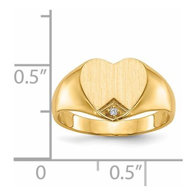 14K Yellow Gold Diamond Heart Signet Ring – view 5