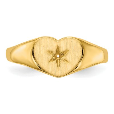 14K Yellow Gold Heart Signet Ring Mounting – view 4