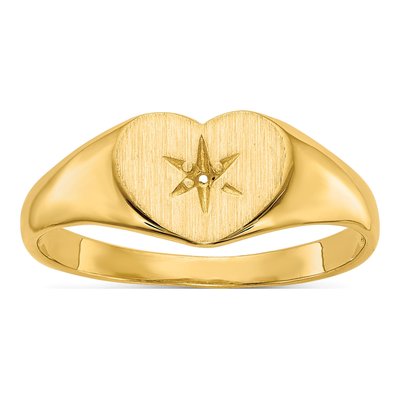 14K Yellow Gold Heart Signet Ring Mounting