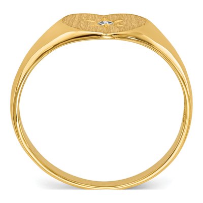 14K Yellow Gold Diamond Heart Signet Ring – view 2